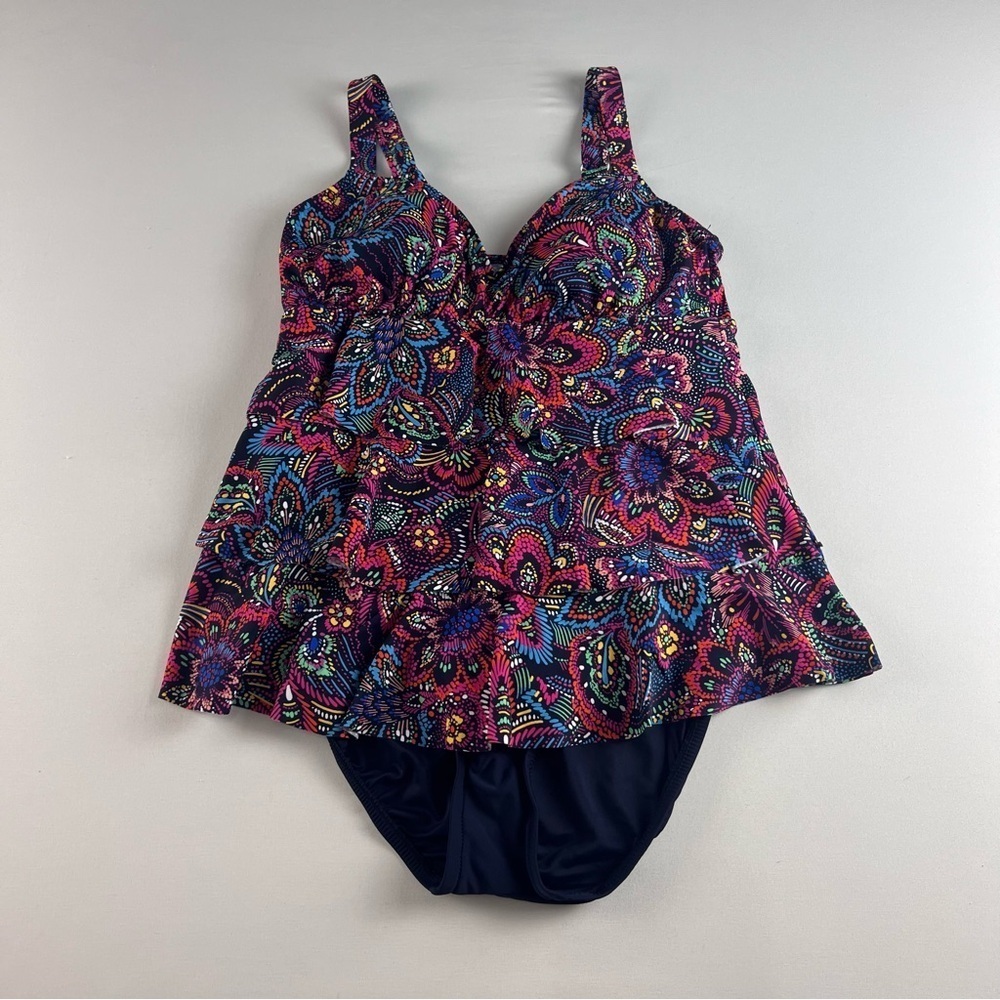 NWT Swim Solutions Womens Floral Tummy Control Tankini Swimsuit